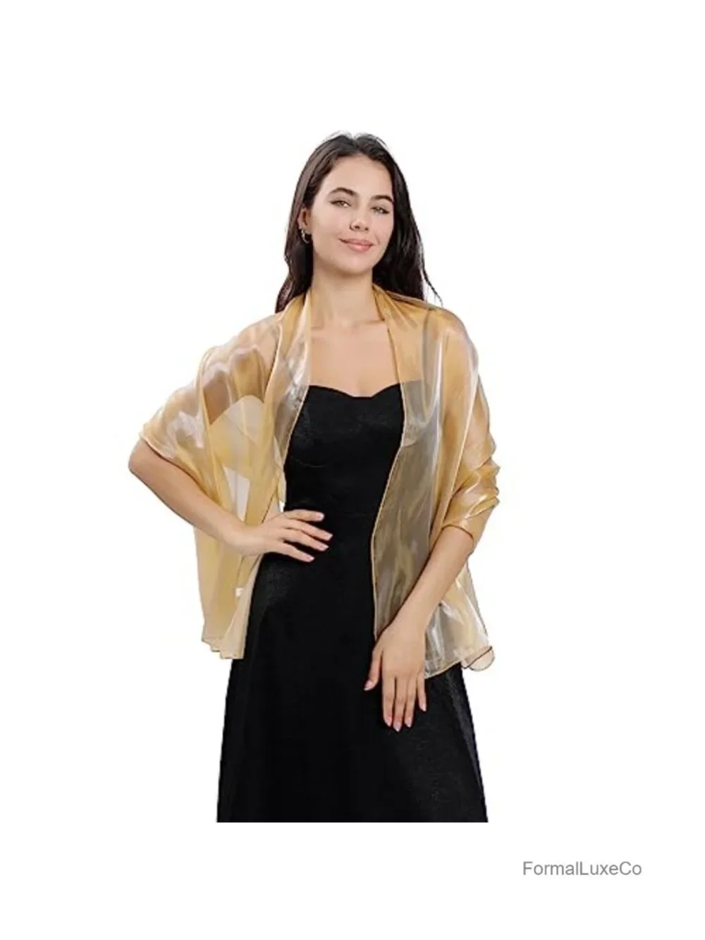 Sheer Organza Shawl Wrap for Evening Dresses Bridesmaid Wedding Party